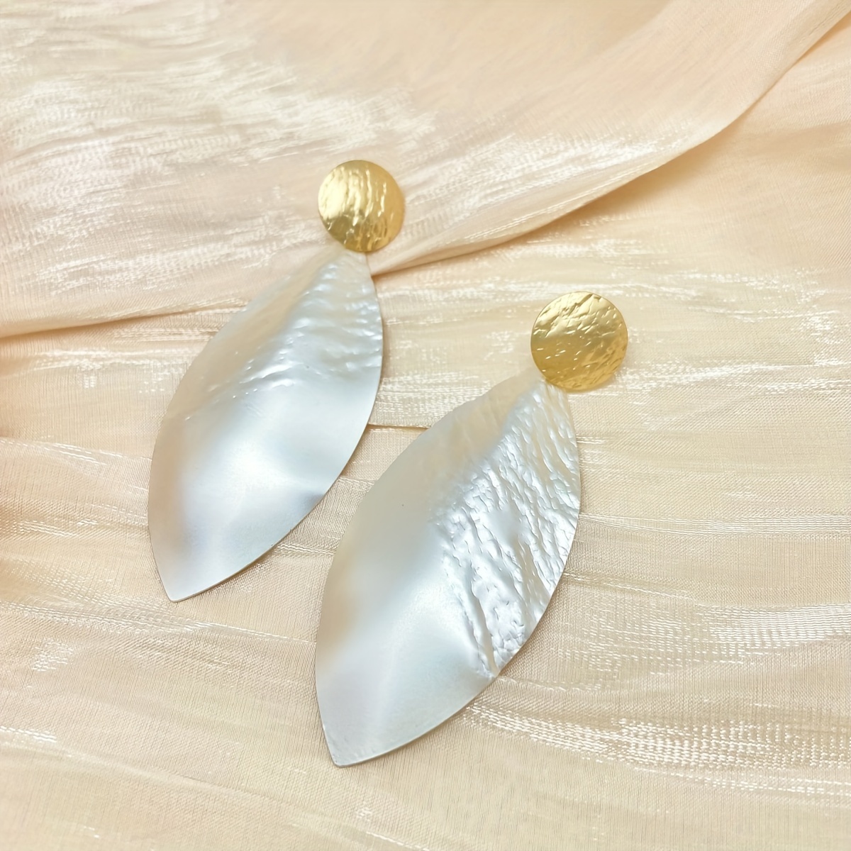 Golden and Silvery Mixed Color Large Pendant Earrings